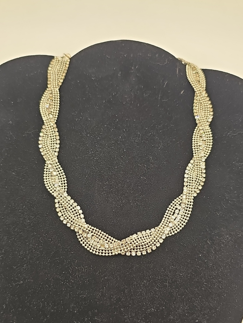 Silver-Tone Twisted Crystal Statement Necklace -